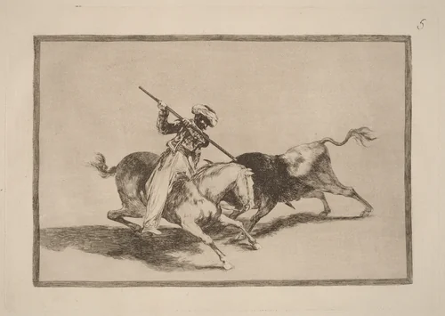El animoso moro Gazul es el primero que lanceo toros en regla (The Spirited Moor Gazul is the First to Spear Bulls According to Rules) by Francisco Goya, portfolio, 1816