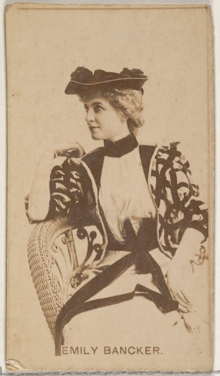 Emily Bancker, from the Actors and Actresses series (N45, Type 8) for Virginia Brights Cigarettes by Allen & Ginter, photograph, 1885-1891