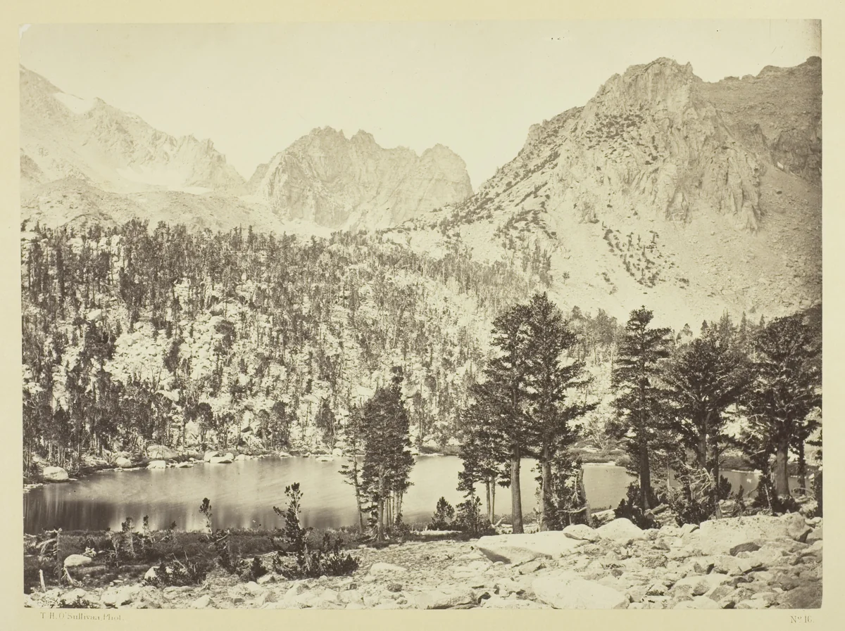 Alpine Lake, in the Sierra Nevada, California by Timothy O'Sullivan, photograph, 1871