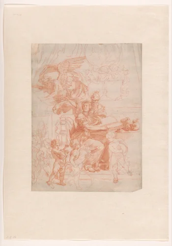 Ontwerp voor een titelblad met een allegorische voorstelling by Gerard de Lairesse, drawing, 1650-1711