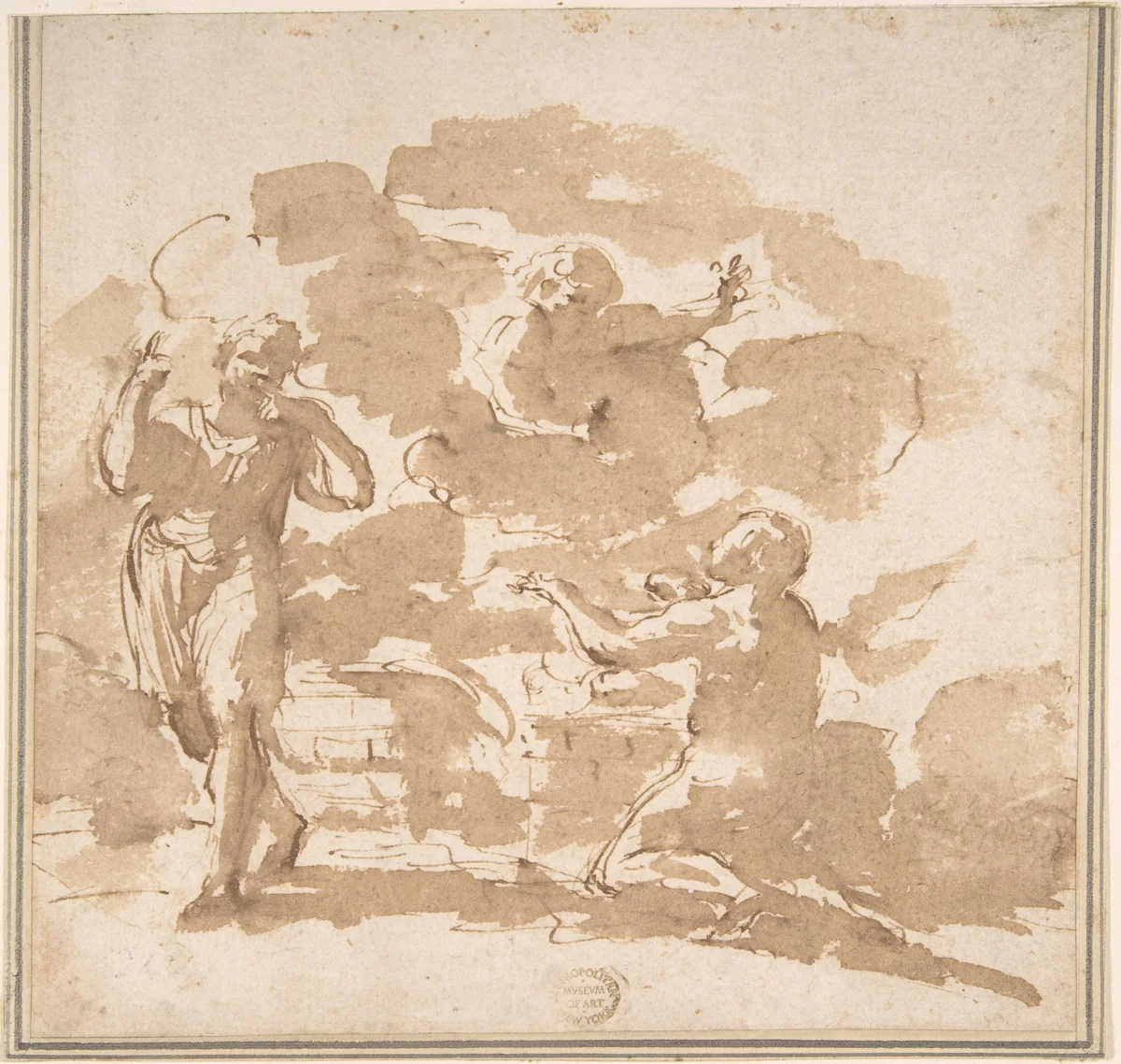 The Sacrifice of Abel by anonymous, drawing, 1600-1700