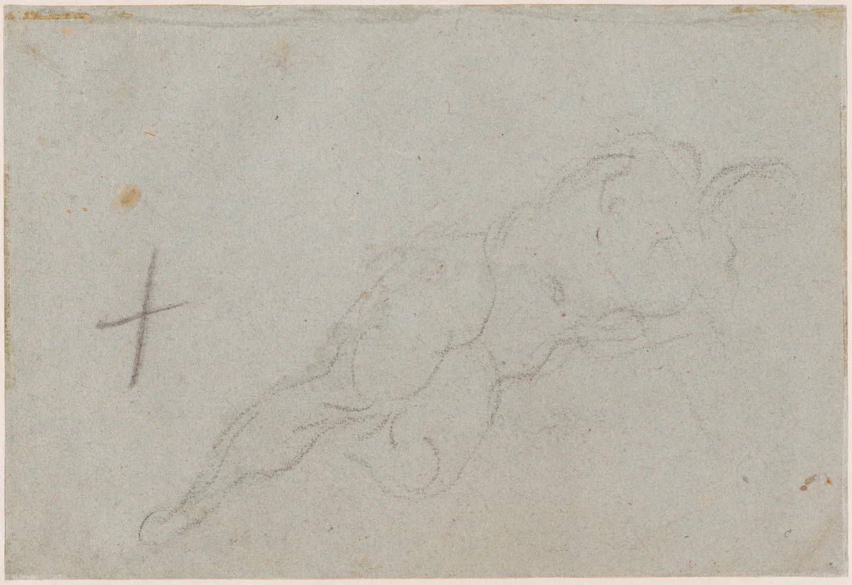 A Female Nude [verso] by Domenico Tintoretto; Jacopo Tintoretto, drawing, 1560-1635