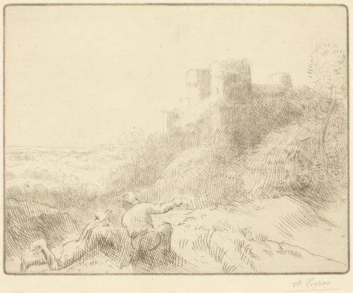 Old Chateau (Un vieux chateau) by Alphonse Legros, print, 1837-1911