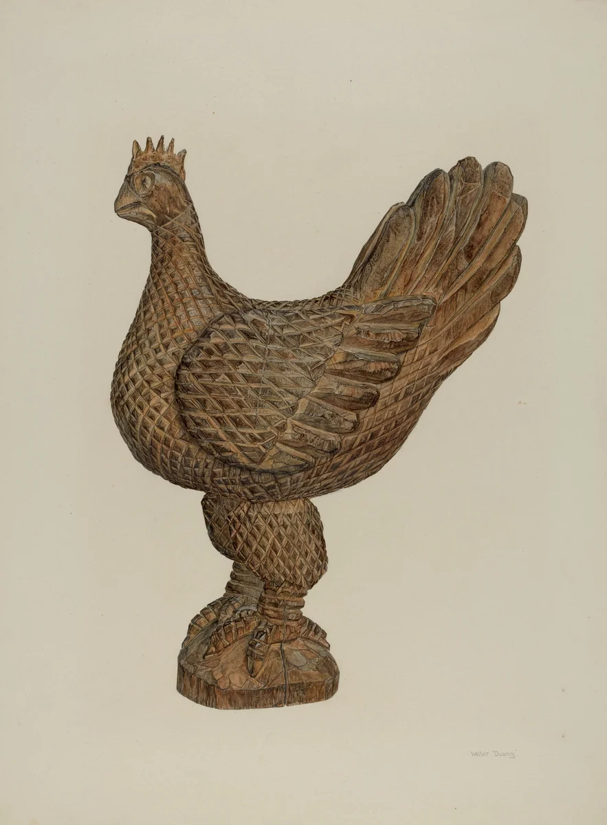Rooster by Hester Duany, index of american design, 1940