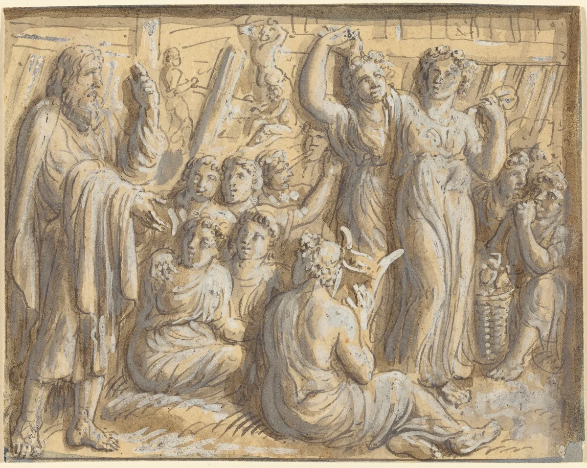 Noah's Warning about the Coming Flood Goes Unheeded by Luigi Ademollo, drawing, 1764-1849