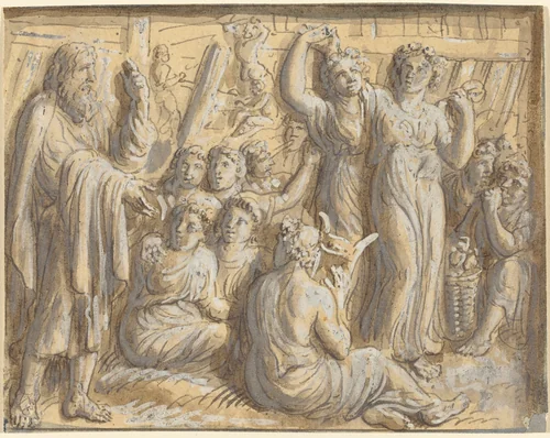 Noah's Warning about the Coming Flood Goes Unheeded by Luigi Ademollo, drawing, 1764-1849