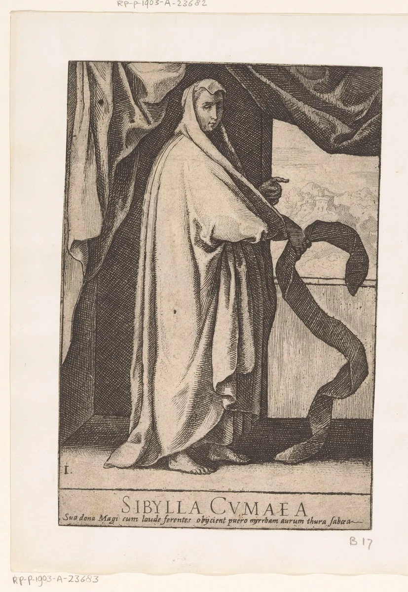 Sibille van Cumae by Raffaello Schiaminossi, print, 1606-1609