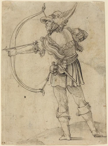 Archer Drawing His Bow by Hans Leonard Schäufelein, drawing, 1510