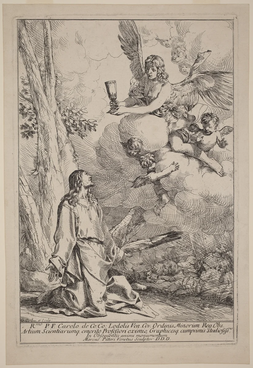 Christ on the Mount of Olives by Giulio Carpioni, print, 1613-1678