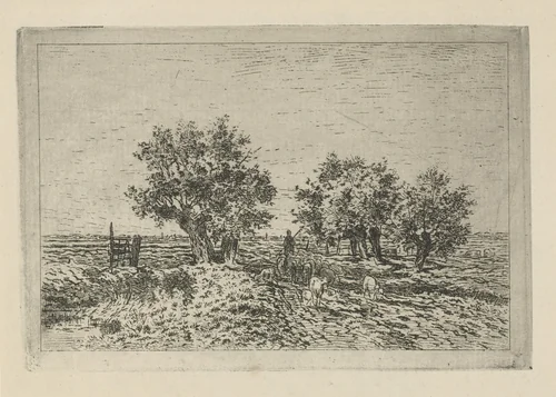 Landschap met schaapherder by Jan van Lokhorst, print, 1847-1874