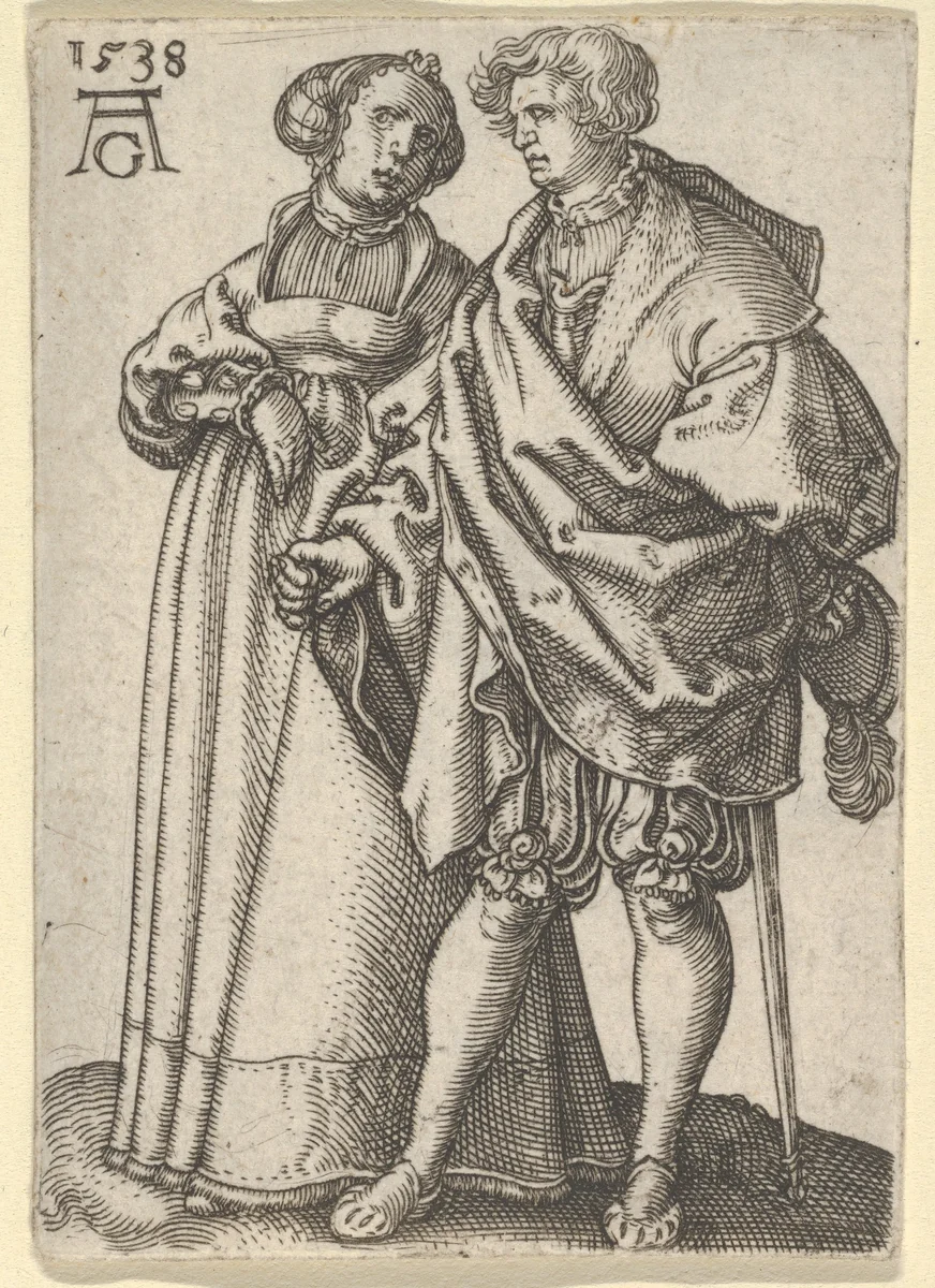 Dancing Couple, from "The Small Wedding Dancers" by Heinrich Aldegrever, print, 1538
