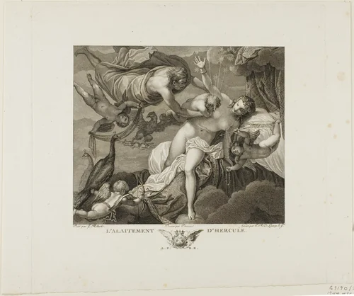 The Suckling of Hercules, plate two from La Galerie du Palais Royal, volume II by Robert Delaunay, print, 1808