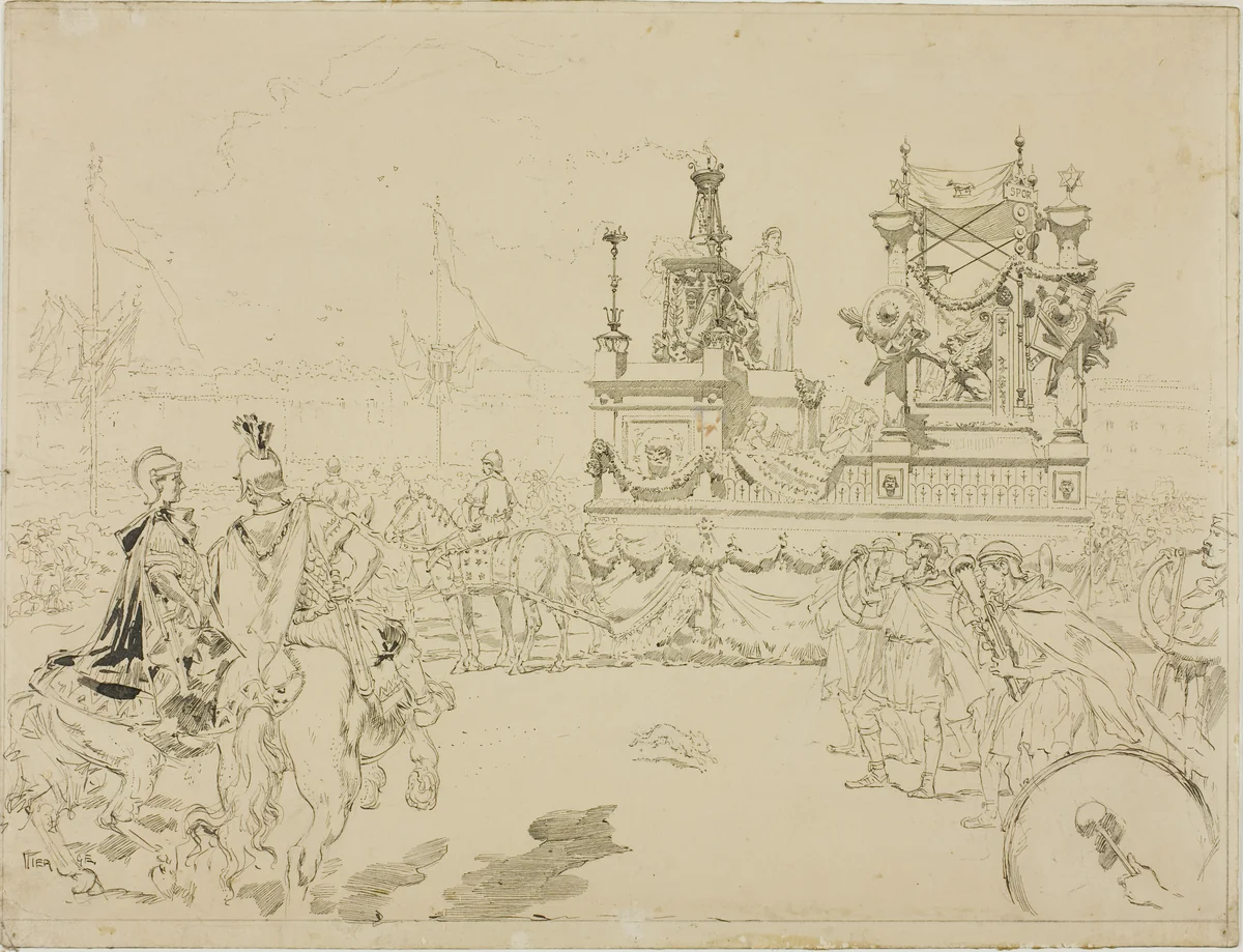 Scene from the Fêtes de Rennes by Daniel Urrabieta Vierge, drawing, 1875-1885