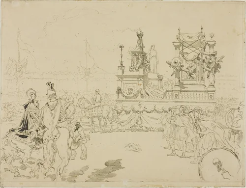 Scene from the Fêtes de Rennes by Daniel Urrabieta Vierge, drawing, 1875-1885