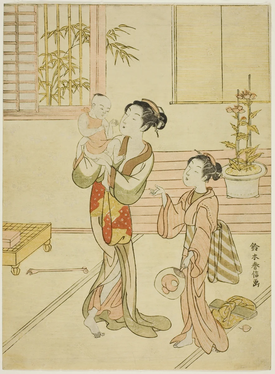 A Mother and her Children by Suzuki Harunobu (鈴木春信), print, 1763-1770