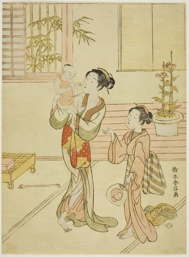 A Mother and her Children by Suzuki Harunobu (鈴木春信), print, 1763-1770