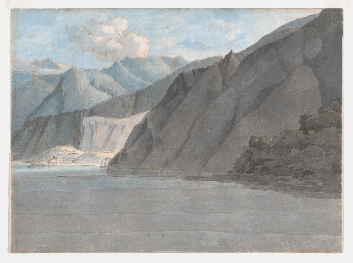 View of Lake Como with Monte Legnone by Francis Towne, drawing, 1781