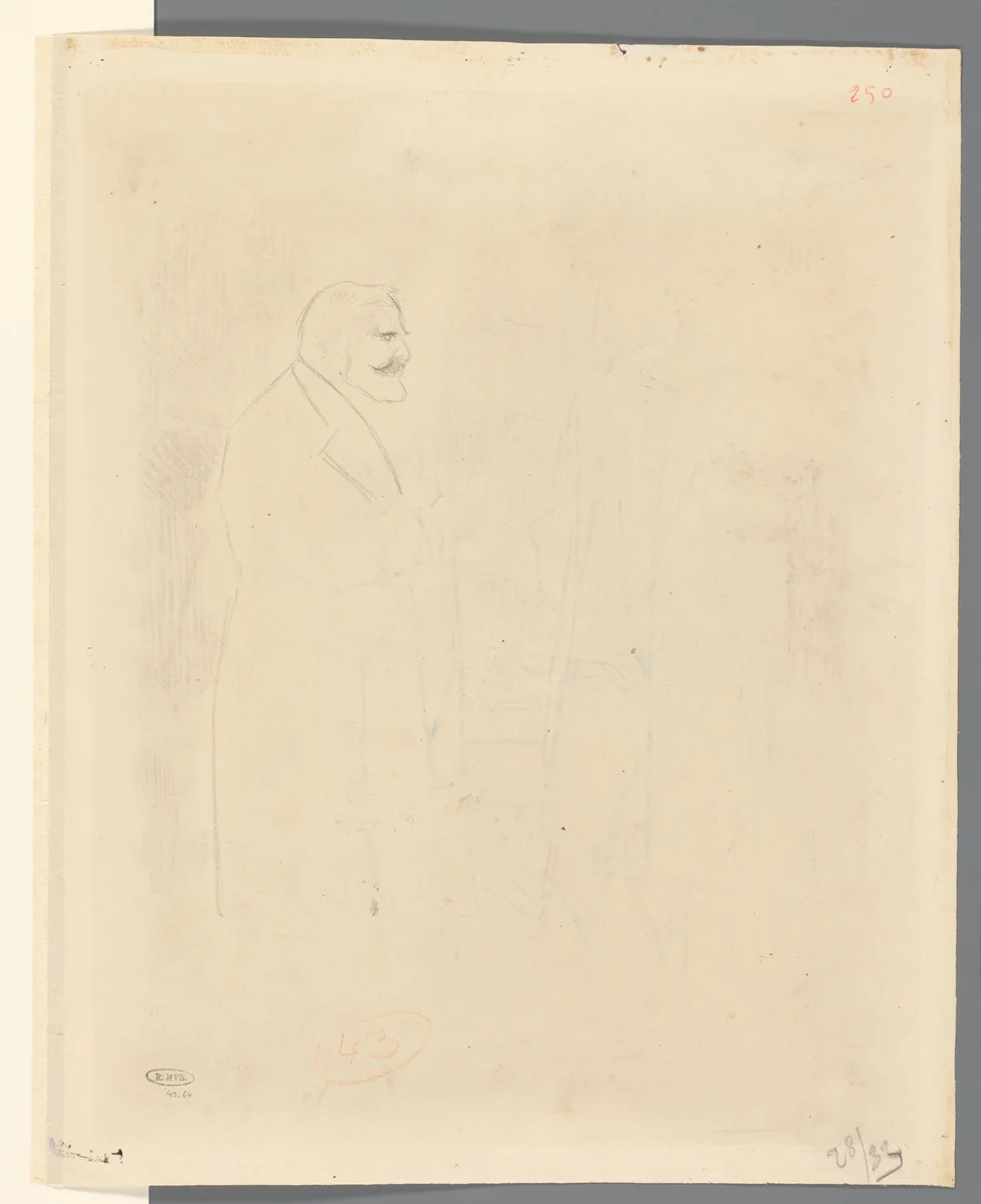 Kop en bovenlichaam van een man by Théophile Alexandre Steinlen, drawing, 1869-1923