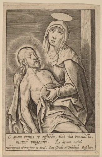 O quam tristis et afflicta ... by Hieronymus Wierix, print, 1553-1619