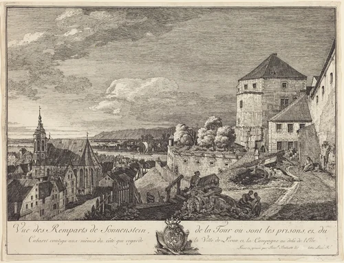 Vue des Remparts de Sonnenstein (View of the Ramparts of Sonnenstein) by Bernardo Bellotto, print, 1722-1780