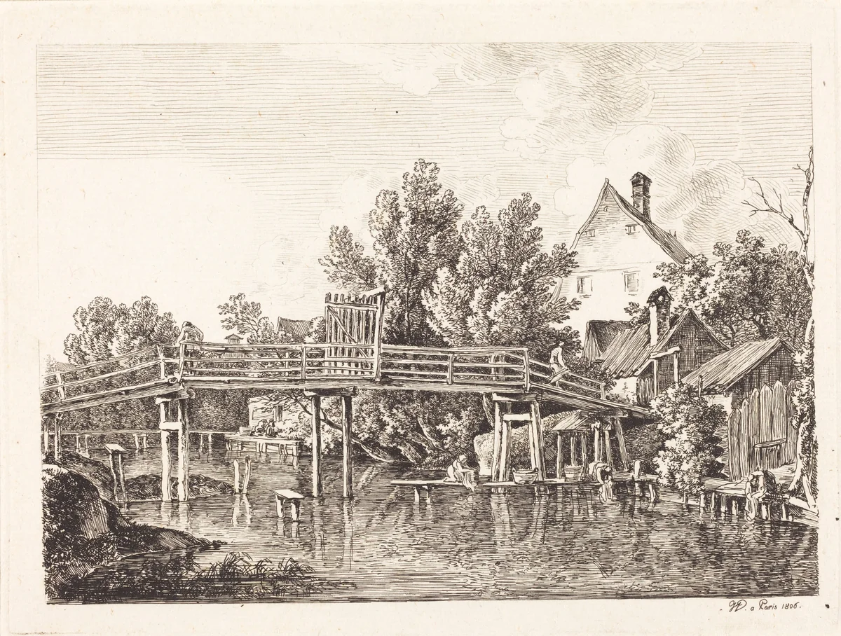 Der kleine Isarsteg by Johann Georg von Dillis, print, 1806