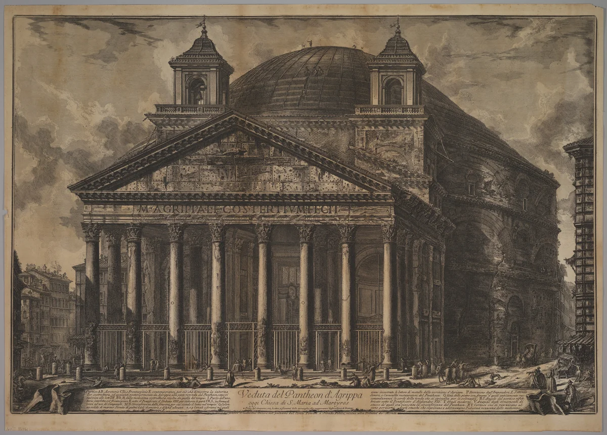 The Pantheon exterior (Veduta del Pantheon d'Agrippa oggi Chiesa di S. Maria ad Martyres) by Giovanni Battista Piranesi, print, 1720-1778