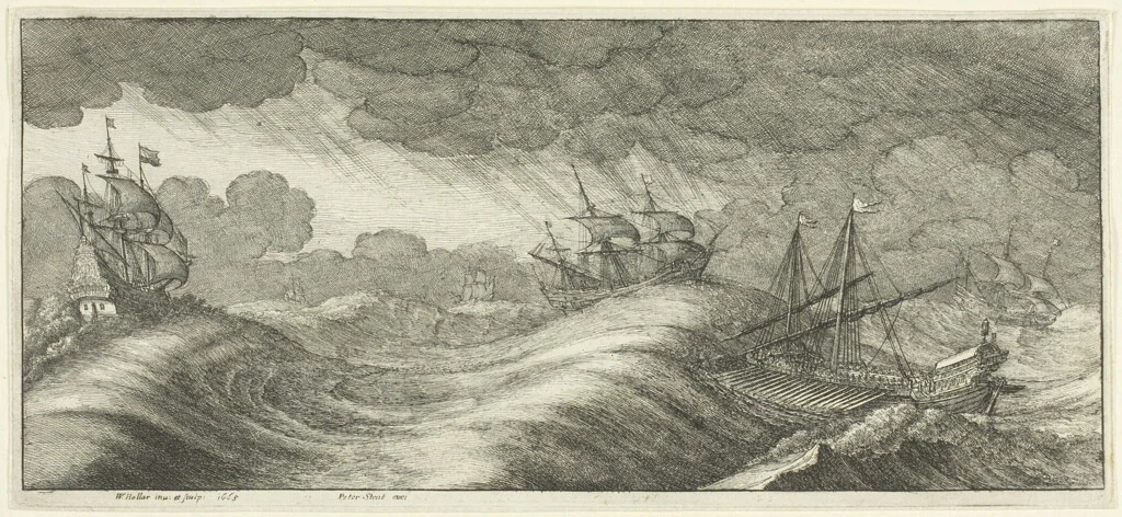 Galley by Wenceslaus Hollar, print, 1665