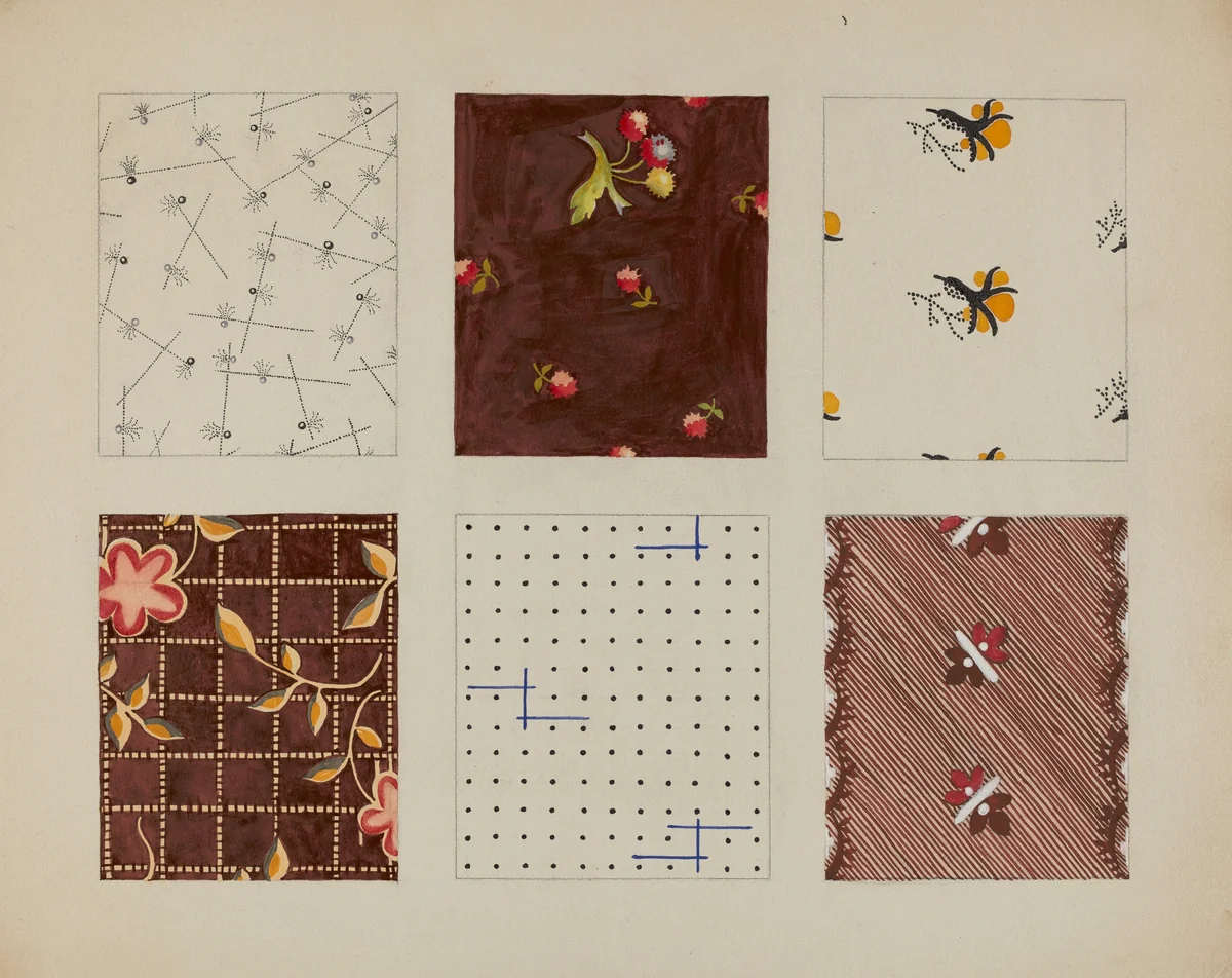 Materials from Quilt by Dorothy Posten, index of american design, 1937