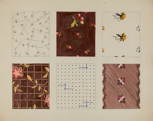 Materials from Quilt by Dorothy Posten, index of american design, 1937