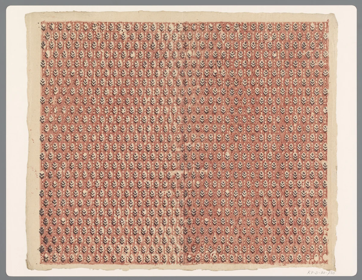 Blad met alternerend strooipatroon van bloem en stippen by anonymous, print, 1750-1900