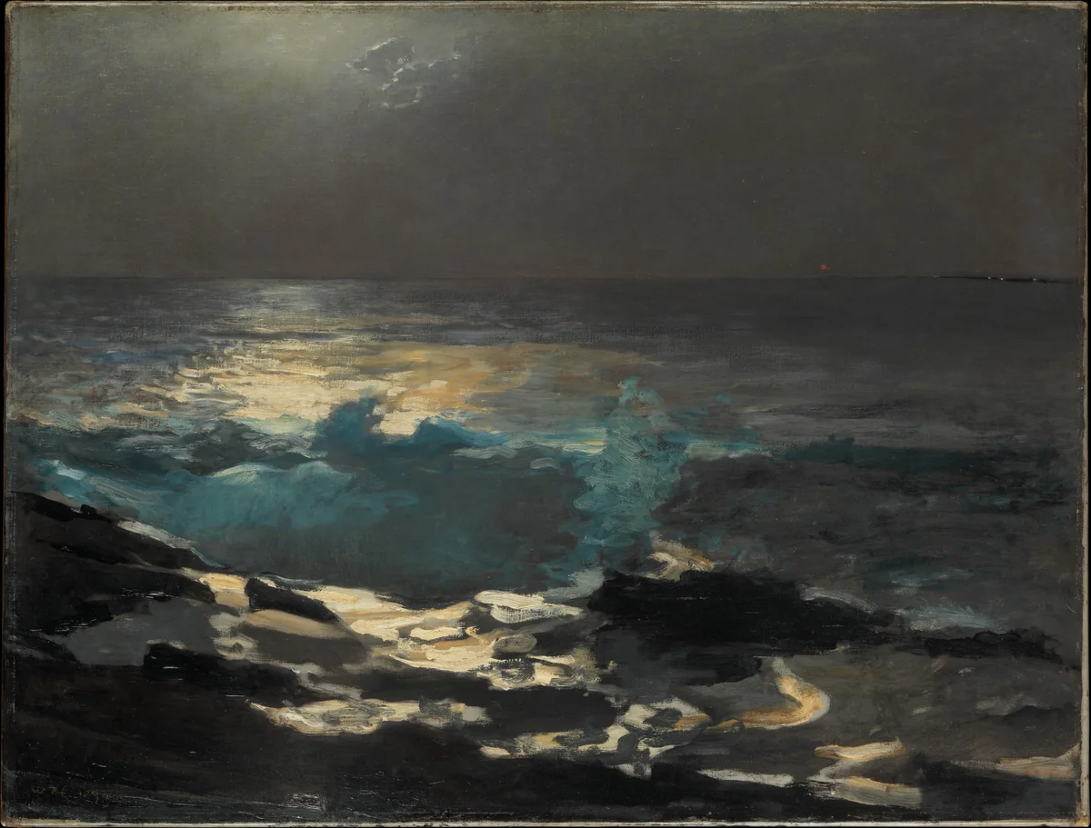 Moonlight, Wood Island Light by Winslow Homer, artwork, 1894