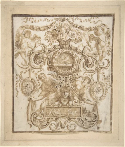 Ornamental Design by Jacob Roer, drawing, 1689-1699