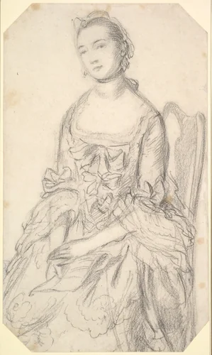 Portrait of a young woman seated by Thomas Gainsborough, drawing, 1755-1765