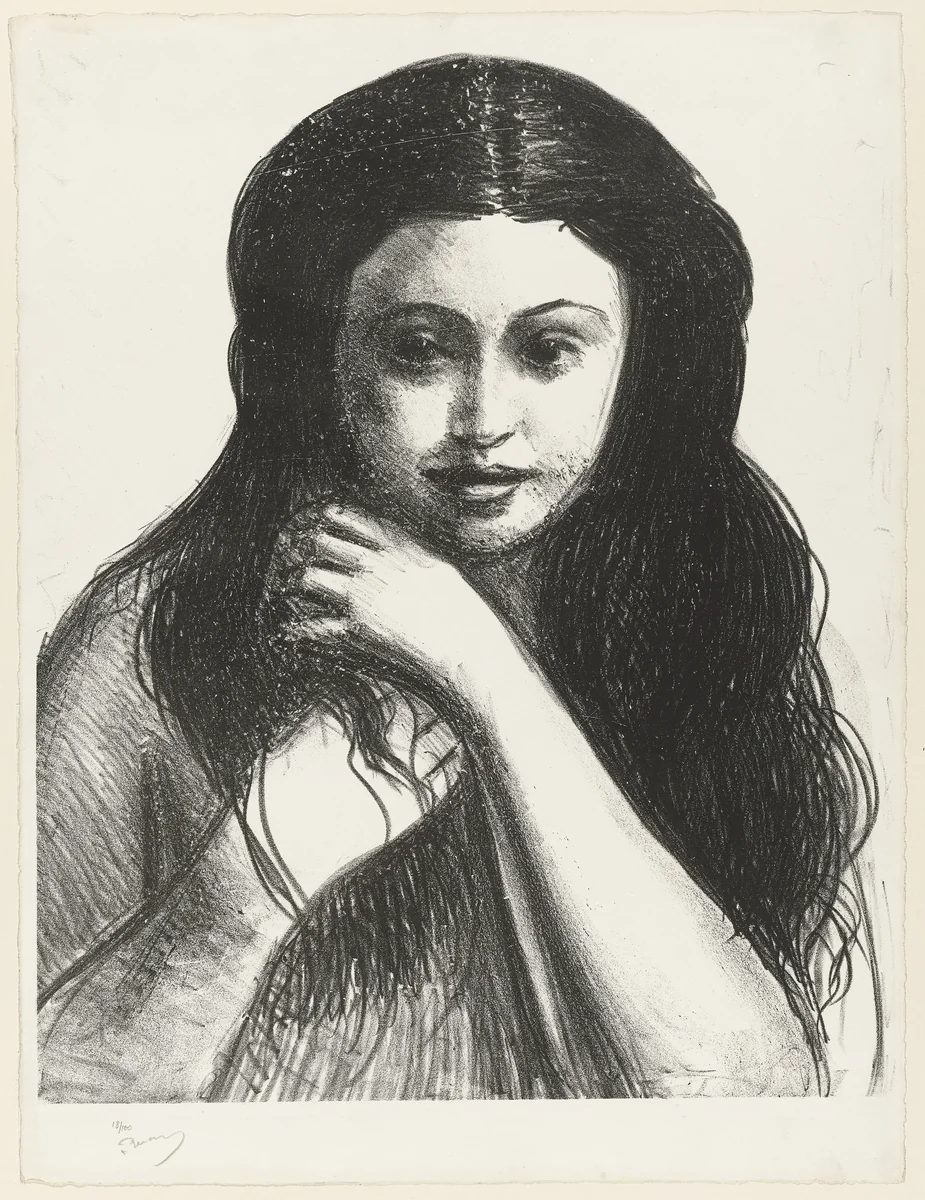 Head of a Girl With Black Hair (Femme avec cheveux noir) from Metamorphoses by André Derain, print, 1927