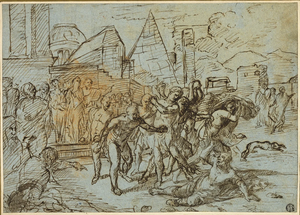 Stoning of Saint Stephen by Raymond de Lafage, drawing, 1676-1684