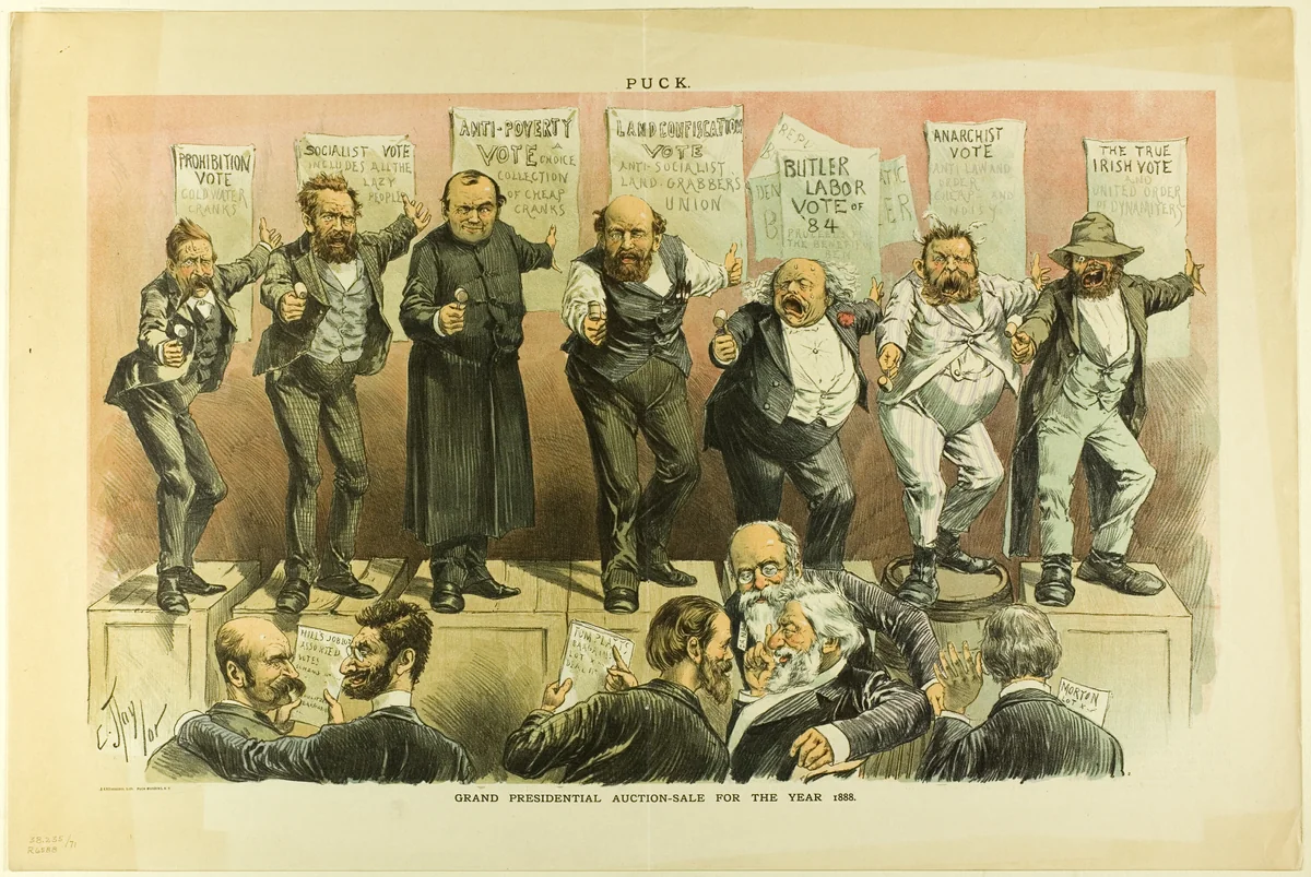 Grand Presidential Auction Sale, from Puck by C. Jay Taylor, print, 1888