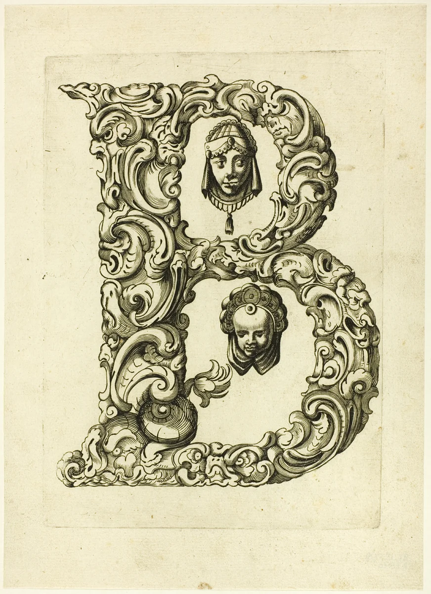 Letter B by Peter Aubry, print, 1630