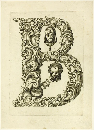 Letter B by Peter Aubry, print, 1630