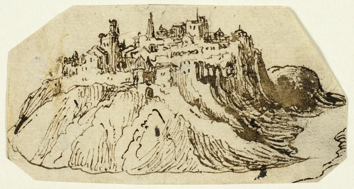 View of Fortified Hill Town by Unknown Artist, drawing, 1590-1709