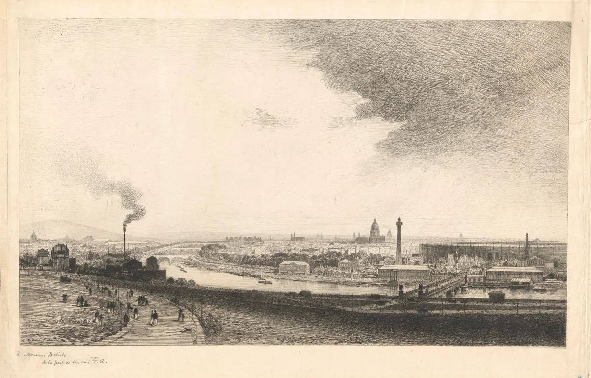 Paris in 1867: View from the Trocadéro by Maxime Lalanne, print, 1867