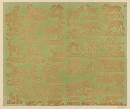 Blad met dieren by Dessauerschen Buntpapierfabrik, other, 1850-1920