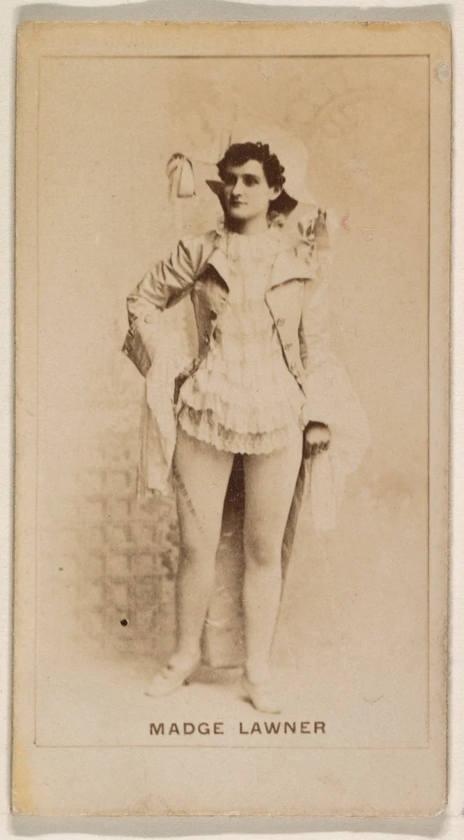 Madge Lawner, from the Actresses series (N245) issued by Kinney Brothers to promote Sweet Caporal Cigarettes by Kinney Brothers Tobacco Company, photograph, 1890