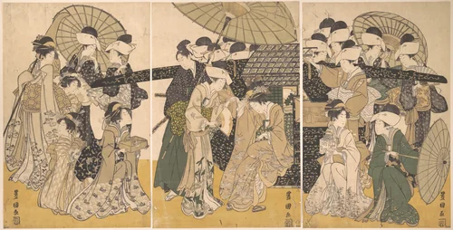 Famous Beauty Escorted by Women of Different Rank by Utagawa Toyokuni, print, 1769-1825