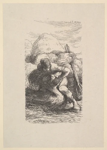 The Sheaf Binder by Jean-François Millet, print, 1853