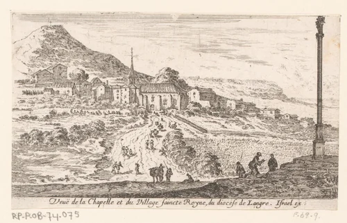 Gezicht op het dorp Sainte-Reine by Israël Silvestre, print, 1650