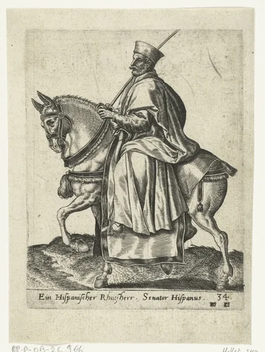 Spaanse raadsheer te paard by Unknown, print, 1577