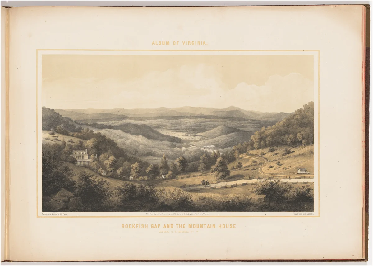 Rockfish Gap and the Mountain House by Woldemar Rau, print, 1857
