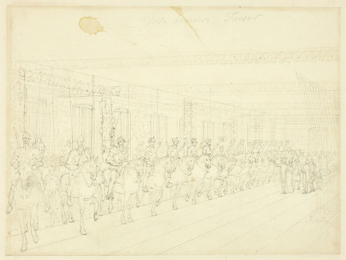Study for Horse Armory Tower, from Microcosm of London by Augustus Charles Pugin
Thomas Rowlandson, drawing, 1807-1809