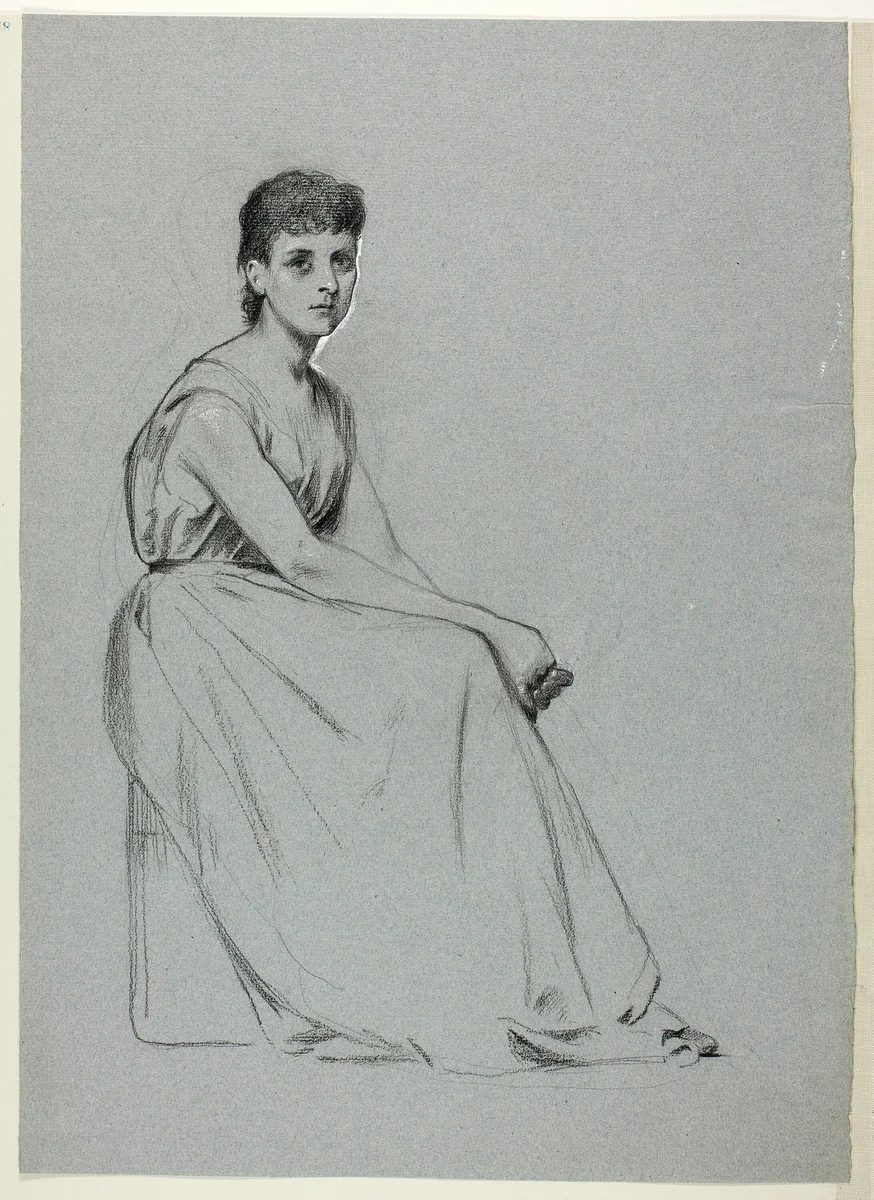Seated Woman Facing Right by Henry Stacy Marks, drawing, 1849-1898