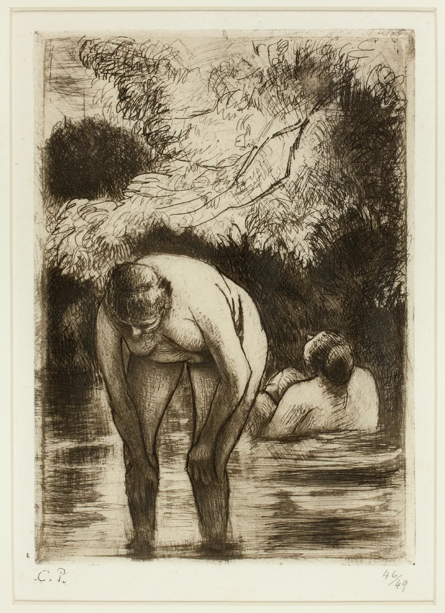 The Two Bathers by Camille Pissarro, print, 1895